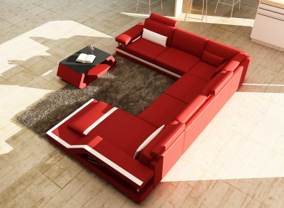 Living Landscape Big Modern Leather Sofa + Patented USB NEW Designer Corner Sofa