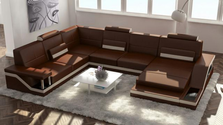 Leather sofa + USB living landscape corner sofa sectional design couch sofa Hamburg