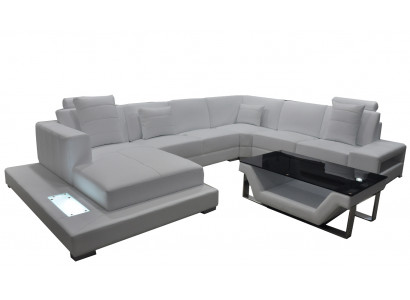 Corner leather sofa couch upholstery corner seating suite living landscape design XXL U shape