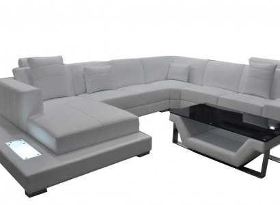Corner leather sofa couch upholstery corner seating suite living landscape design XXL U shape