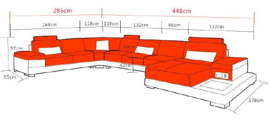 Design XXL leather sofa "Premium Comfort" with high-quality faux leather