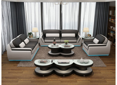 Leather sofa set couch suite new 3+2+1 seater decorative ensemble modern design