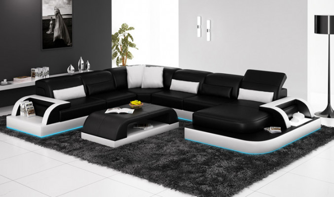 Leather sofa couch living environment corner sofa corner suite modern design new sofa L6012