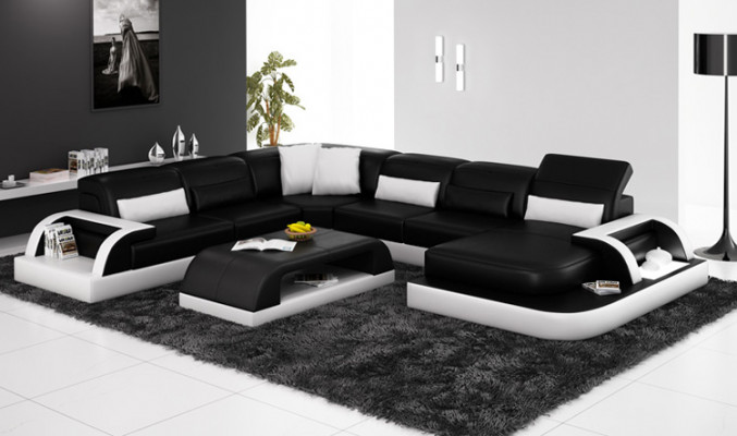 Leather sofa couch living environment corner sofa corner suite modern design new sofa L6012