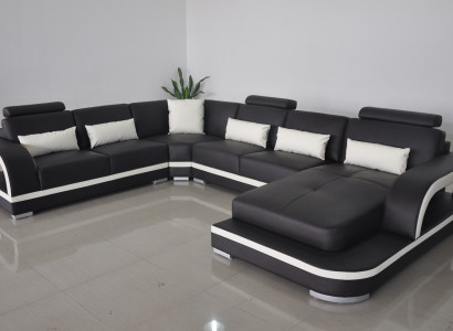 Living room corner sofa U-shape wood new modern design upholstery couch