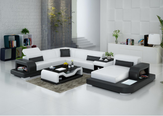 Leather sofa couch, living area, corner sofa, corner suite design, modern sofa G8006.