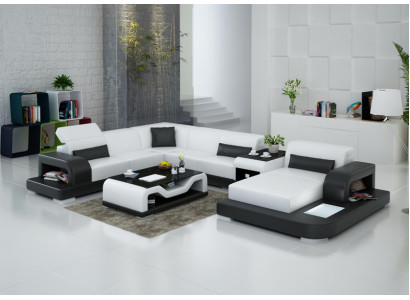 Leather sofa couch, living area, corner sofa, corner suite design, modern sofa G8006.
