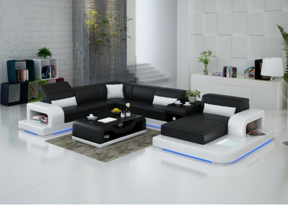 Leather sofa couch, living area, corner sofa, corner suite design, modern sofa G8006.