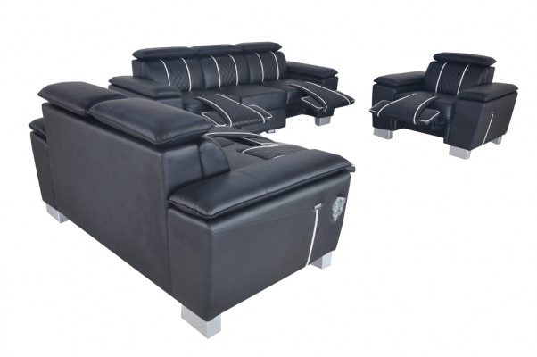 Leather sofa set couch design sofa upholstery complete set 3+2+1 with USB