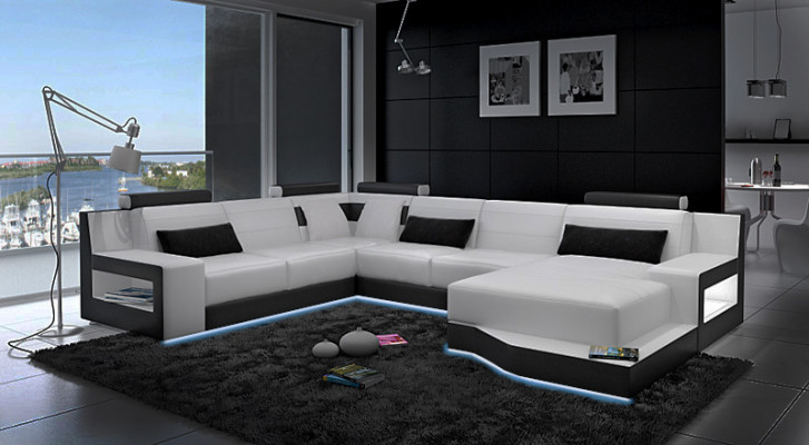 Leather sofa corner sofa + USB suite living landscape upholstery U-shaped couch sofa design