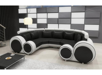 Exclusive modern leather sofa made from premium faux leather with a wooden frame
