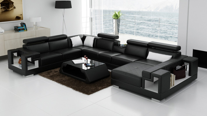 Leather sofa couch living landscape corner sofa corner suite design modern U K5001