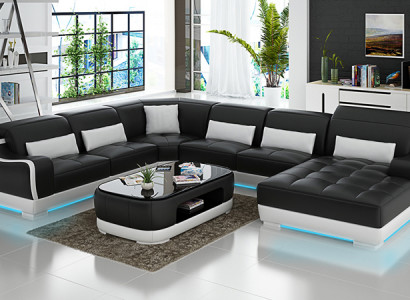 Leather sofa upholstery seat corner sofa set living room landscape couch G8025