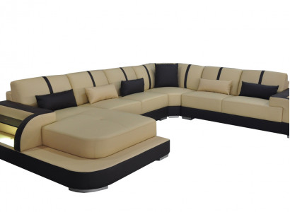 Leather couch upholstery seat corner set modern design sofas living landscape U shape