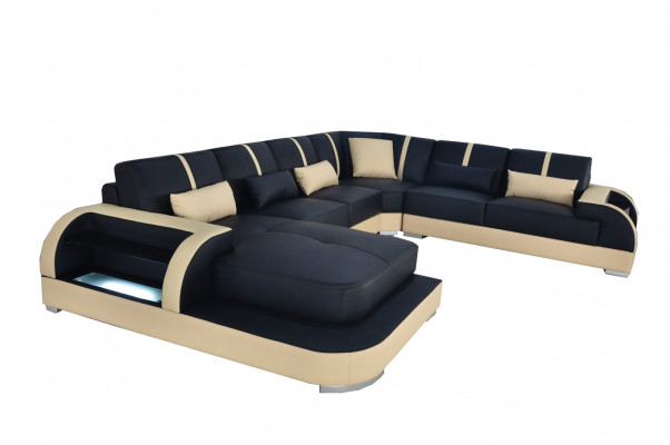Leather couch upholstery seat corner set modern design sofas living landscape U shape