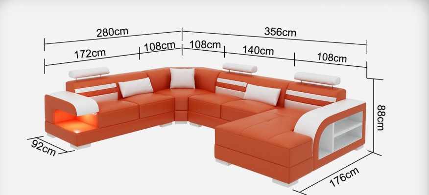 Leather sofa couch living area corner sofa corner suite design modern sofa + USB new