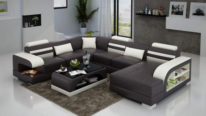 Leather sofa couch living area corner sofa corner suite design modern sofa + USB new