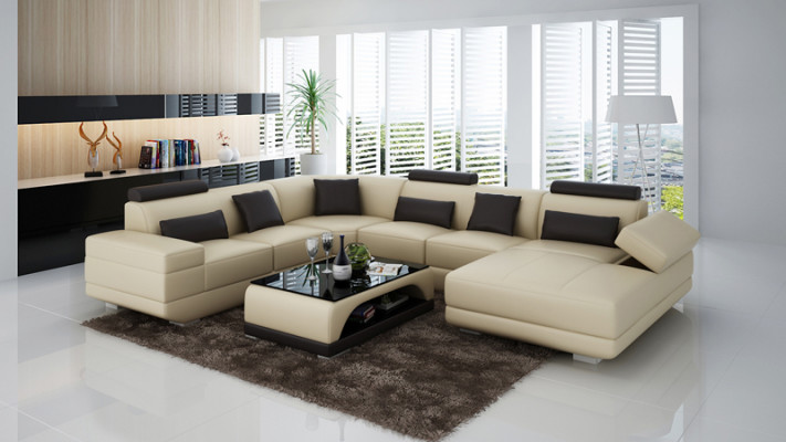 Leather sofa couch living area corner sofa corner set design modern sofa beige USB