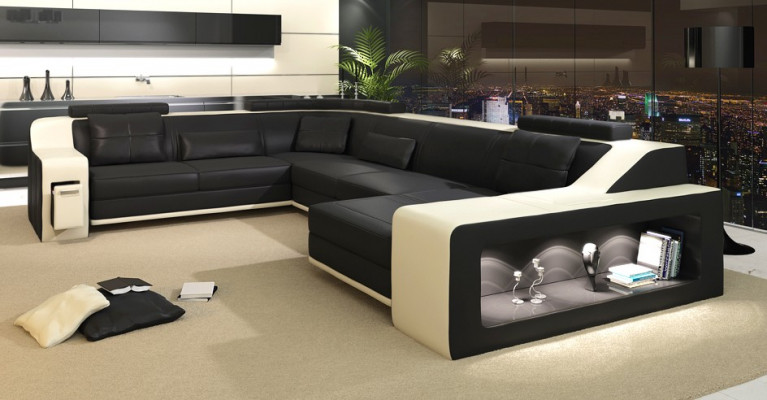 Modern corner seating area corner sofa upholstered couch leather corner suite living landscape USB