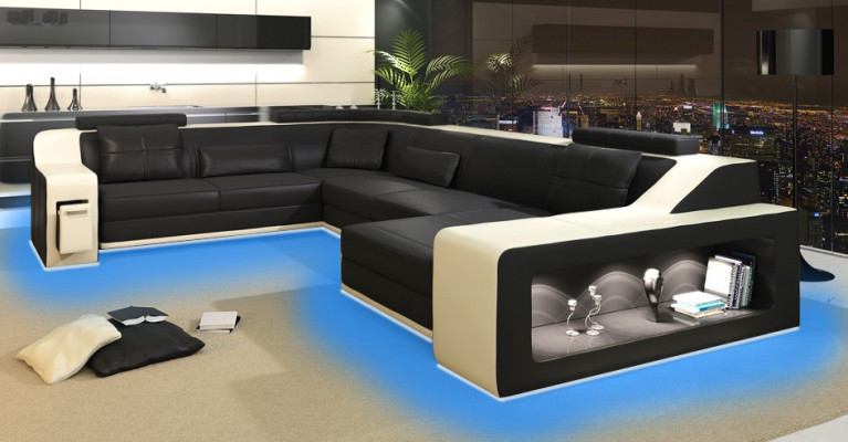 Modern corner seating area corner sofa upholstered couch leather corner suite living landscape USB