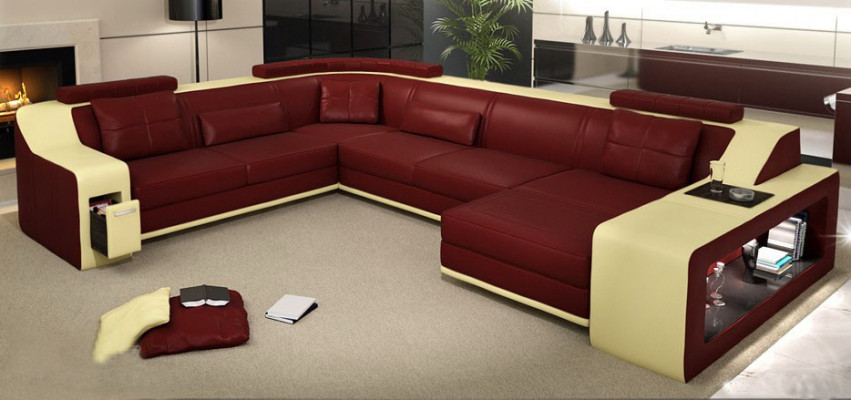 Modern corner seating area corner sofa upholstered couch leather corner suite living landscape USB