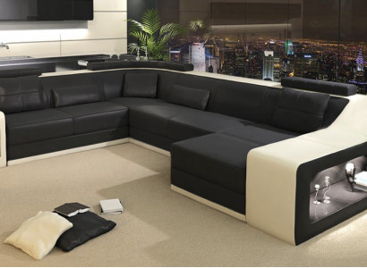 Leather sofa couch living landscape corner sofa corner suite design modern sofa with USB.
