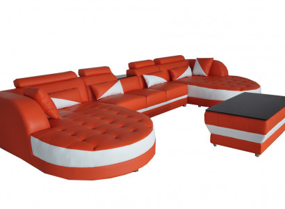 Leather corner sofa sectional upholstery design modern couch sofas U-shape G8018
