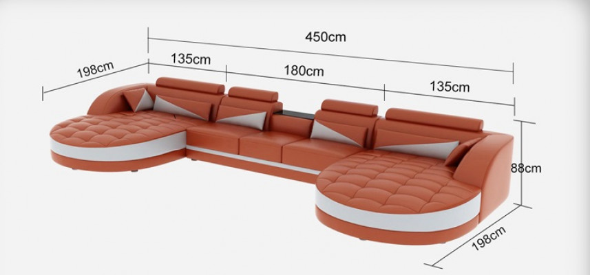 Leather corner sofa sectional upholstery design modern couch sofas U-shape G8018