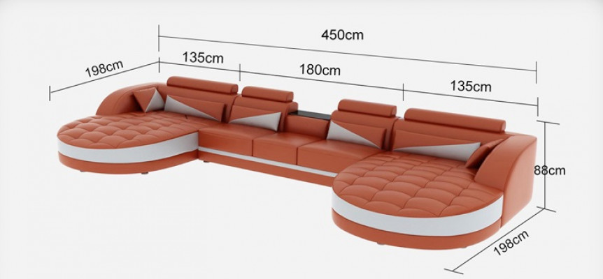 Corner sofa cushion couch seating suite modern U-shaped living landscape corner leather
