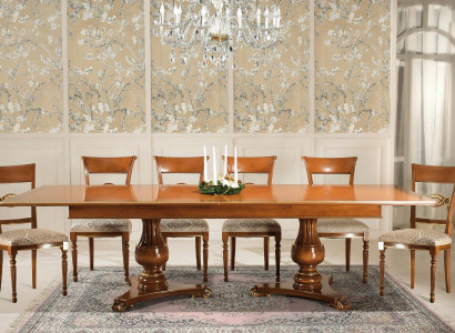 Extendable dining table, classic design table, Italian furniture, wooden dining tables.