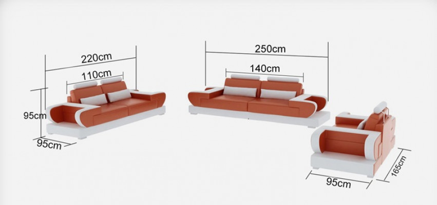 Leather Sofa Couch Living Landscape 3+2+1 Seating Set Design Modern Sofa G8003D