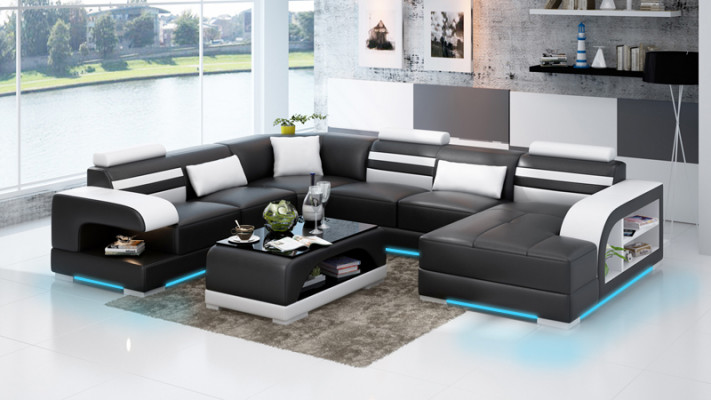 Modern elegance U-shaped corner sofa in exquisite leather design