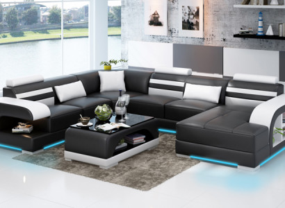 Modern elegance U-shaped corner sofa in exquisite leather design