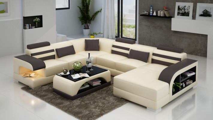 Modern elegance U-shaped corner sofa in exquisite leather design