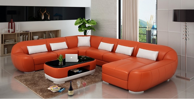 Modern leather sofa corner sofa living landscape seating upholstery couch set new FEo