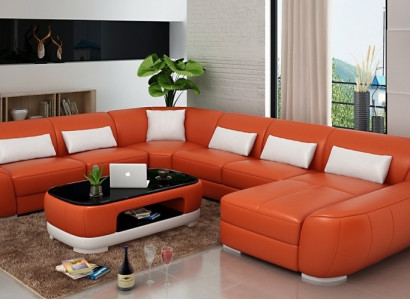 Modern leather sofa corner sofa living landscape seating upholstery couch set new FEo