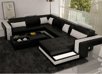 Corner sofa leather sofa big XXL U-shape living area sofa couch set new