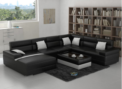 Leather sofa couch living landscape corner sofa corner set design modern sofa U-shape USB