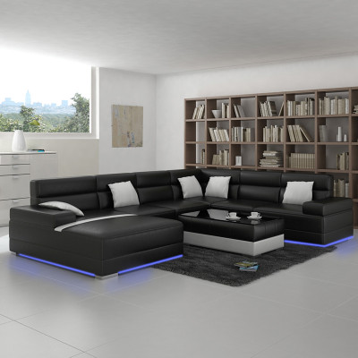 Leather sofa couch living landscape corner sofa corner set design modern sofa U-shape USB