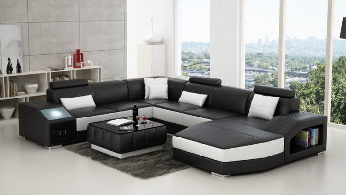 Corner set leather sofa living room upholstered corner seating furniture living landscape +USB