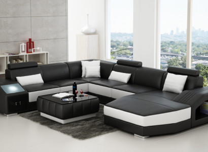 Corner set leather sofa living room upholstered corner seating furniture living landscape +USB