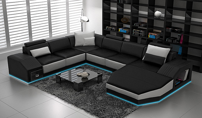 Corner set leather sofa living room upholstered corner seating furniture living landscape +USB
