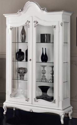Display cabinet white glass cabinet design classic cabinet luxury wood furniture showcases new