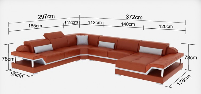 Design leather living landscape corner sofa modern suite couch corner new white USB