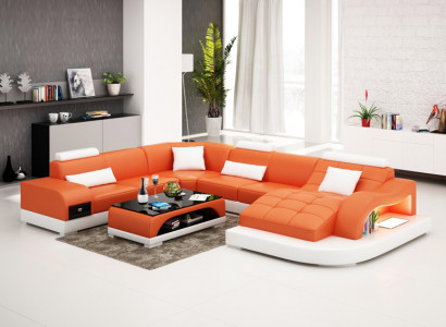 Leather sofa couch living area corner sofa corner set design modern sofa USB new