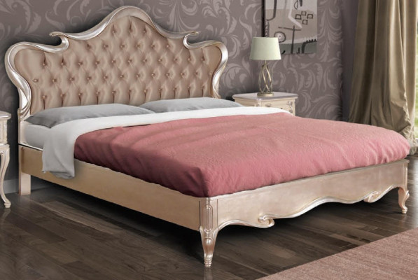 Chesterfield bed upholstery design luxury double hotel beds Italian wood new