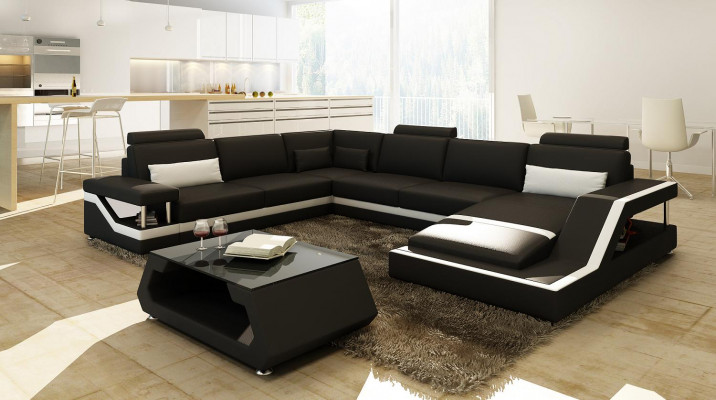 Living landscape Big Modern Leather Sofa Couch Patented Designer Sofa HAMBURG XXL