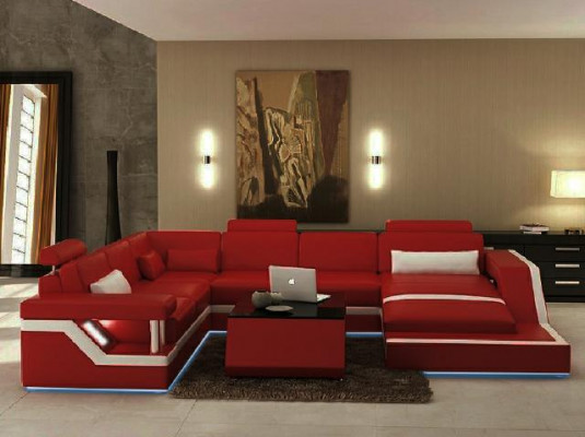 Living landscape Big Modern Leather Sofa Couch Patented Designer Sofa HAMBURG XXL