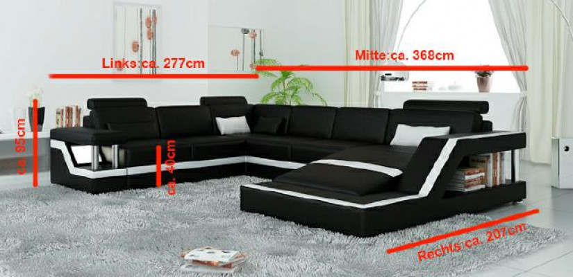 Living landscape Big Modern Leather Sofa Couch Patented Designer Sofa HAMBURG XXL