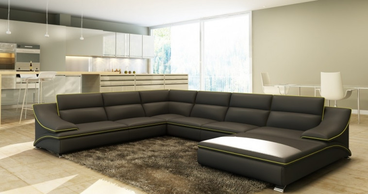 Sectional leather sofa upholstered living landscape couch sofa corner set U shape EltmannG